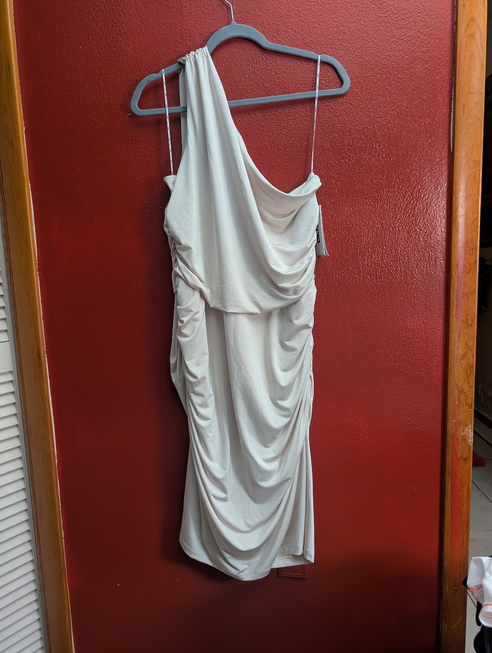 DKNY bodycon One-Shoulder Draped Dress